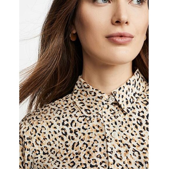 Current/Elliott Gold Leopard Print Derby Button-Up Shirt - Picture 1 of 10